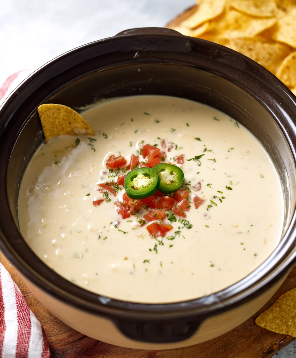 Easy Crockpot White Queso Dip Recipe