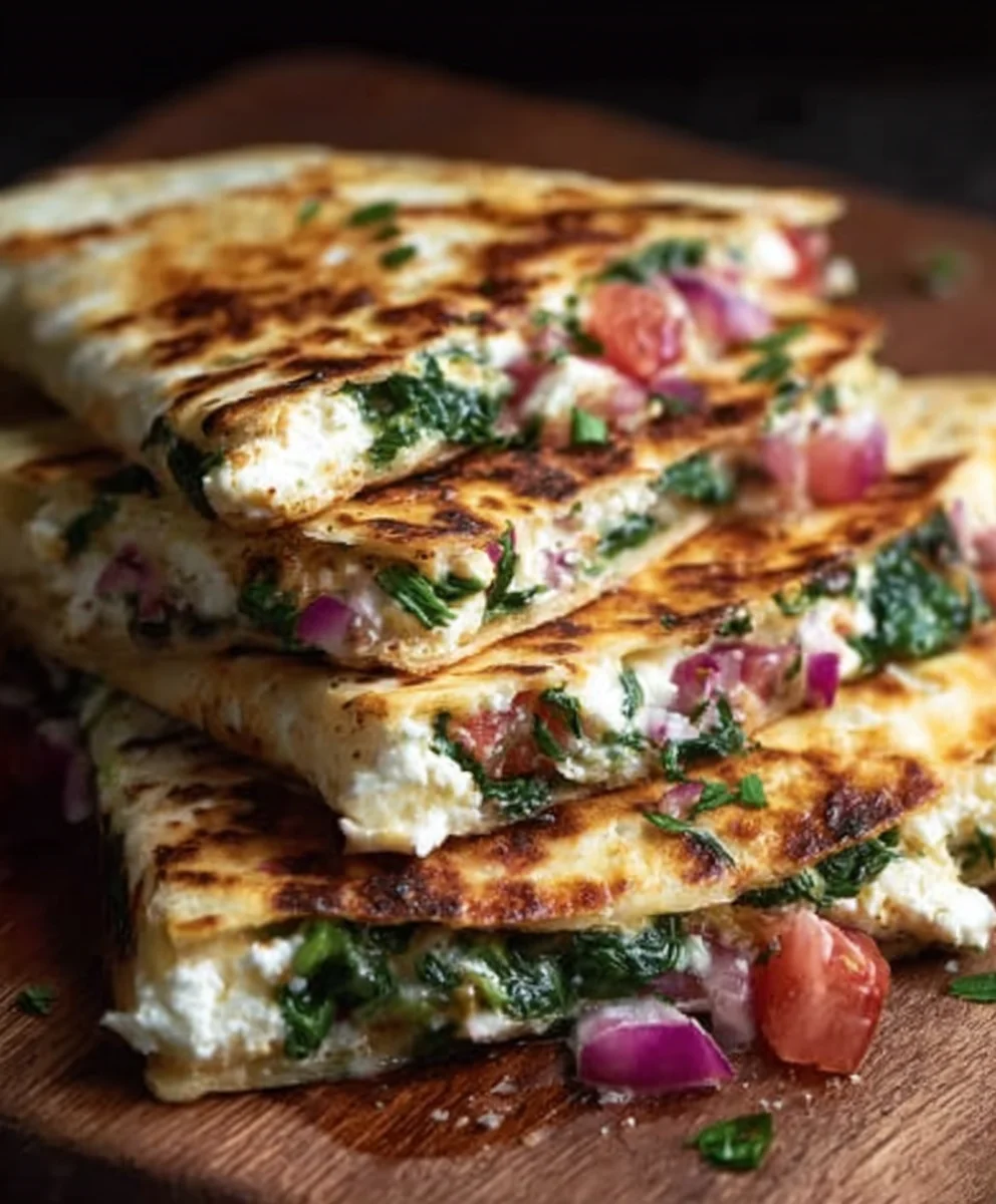 Mediterranean Spinach Feta Quesadillas Recipe