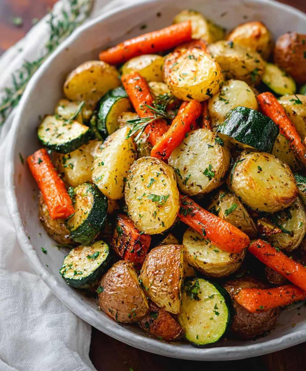 Garlic Herb Roasted Potatoes Carrots Zucchini