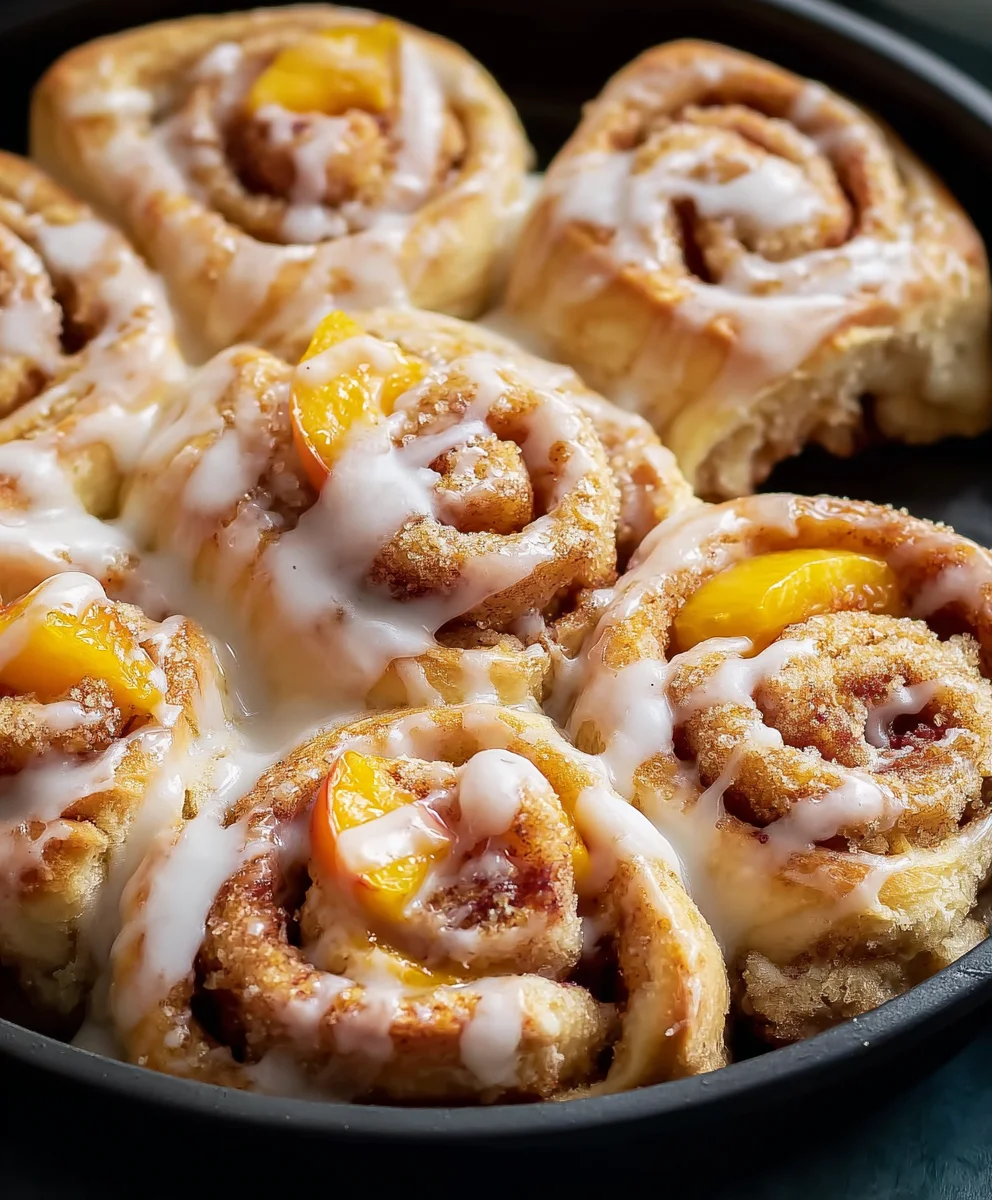 Peach Cobbler Cinnamon Rolls - Sweet Treat