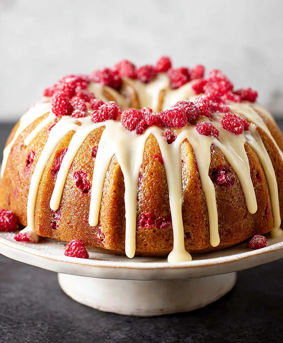 Raspberry White Chocolate Bundt Cake - Delicious Treat