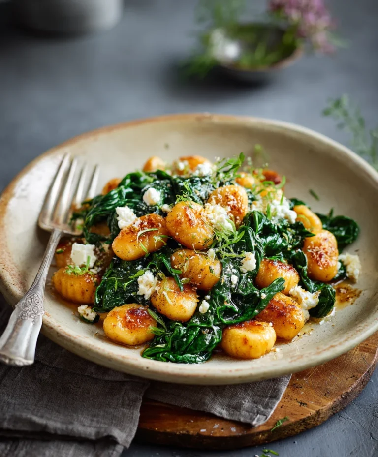 Crispy Gnocchi Spinach Feta Easy Meal