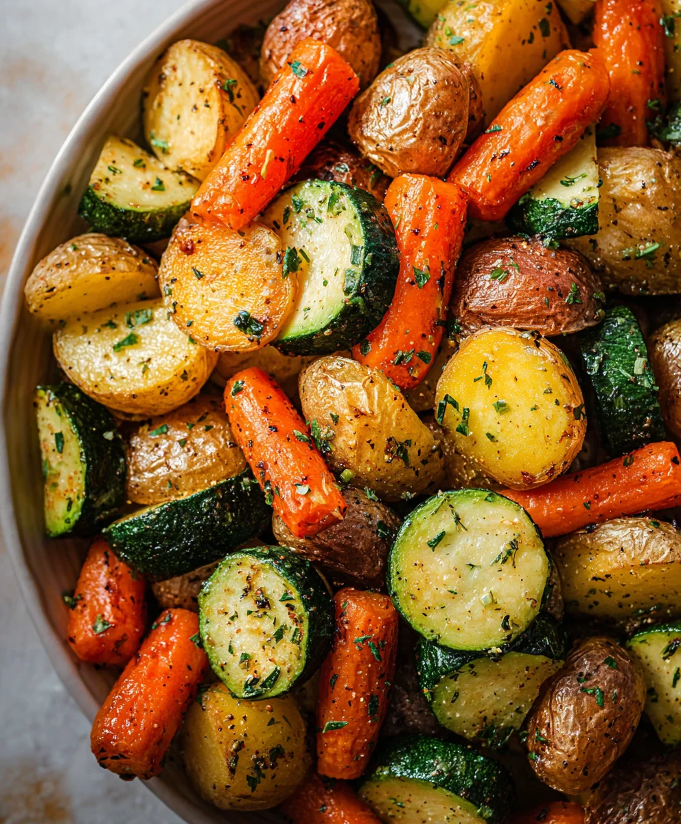Garlic Herb Roasted Potatoes Carrots Zucchini