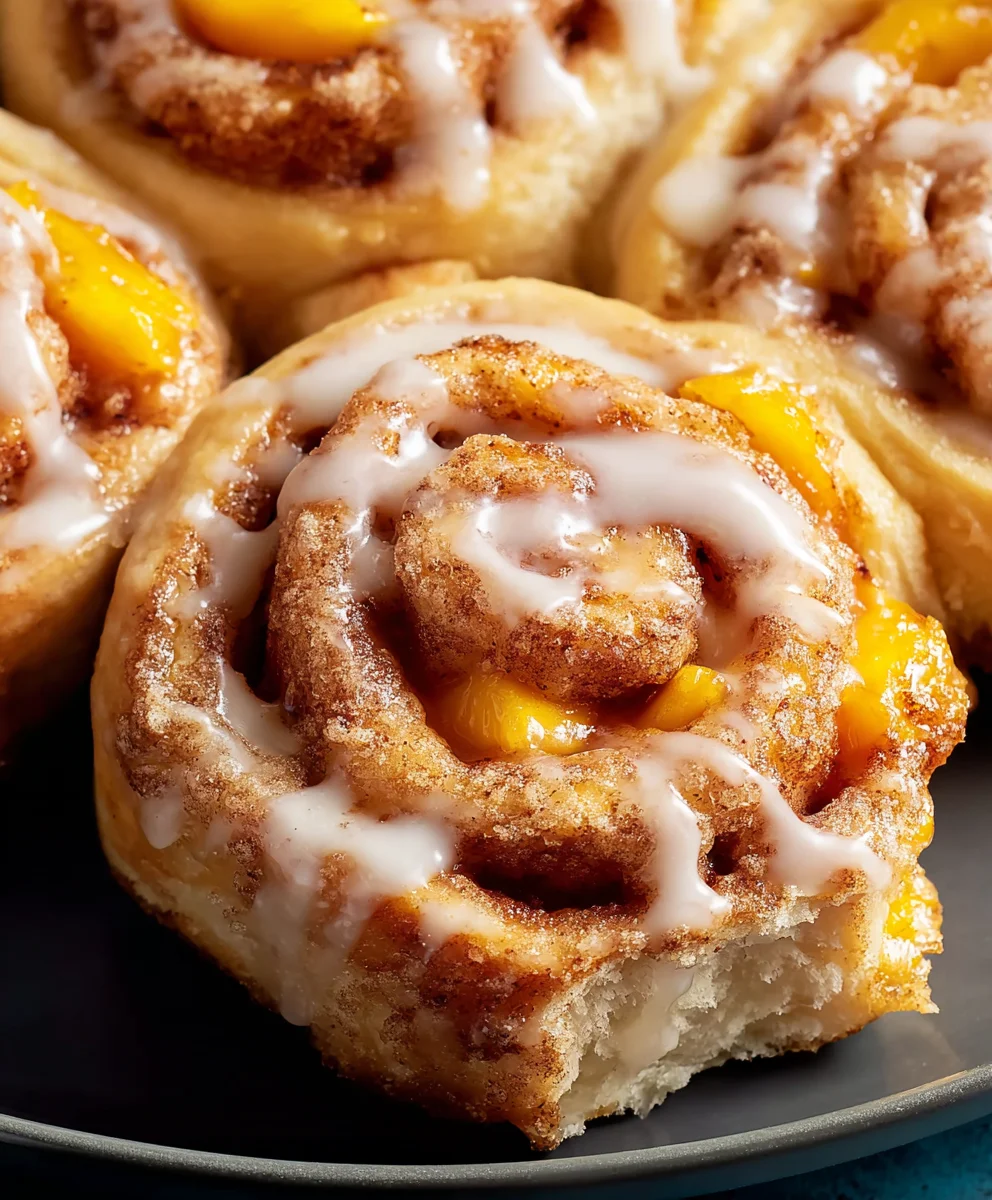 Peach Cobbler Cinnamon Rolls - Sweet Treat
