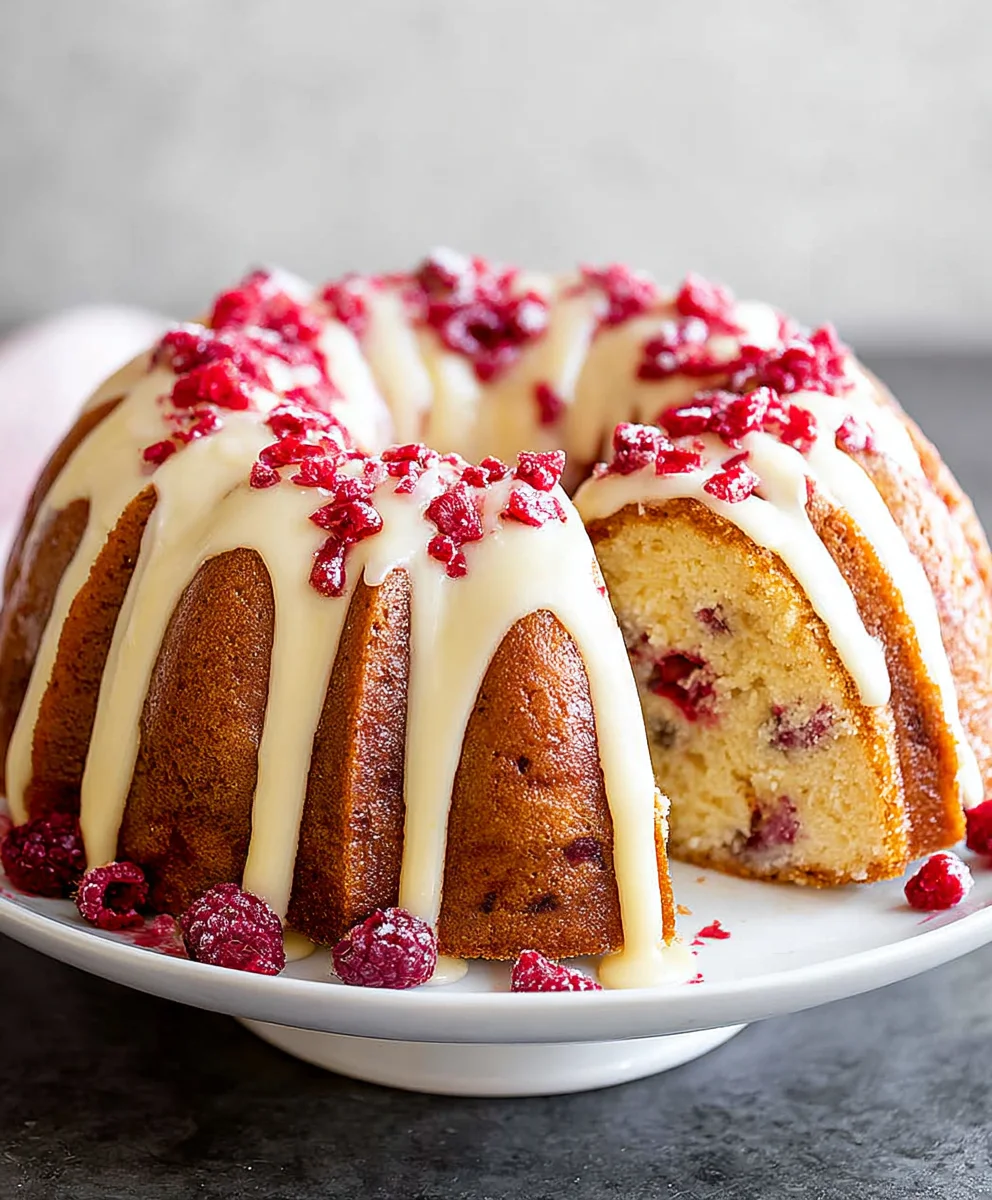 Raspberry White Chocolate Bundt Cake - Delicious Treat