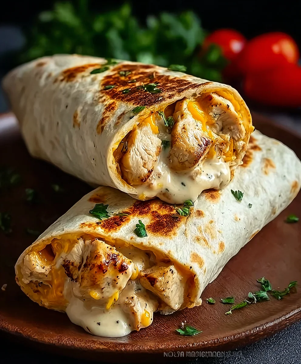 Cheesy Garlic Chicken Wraps Quick & Easy Recipe