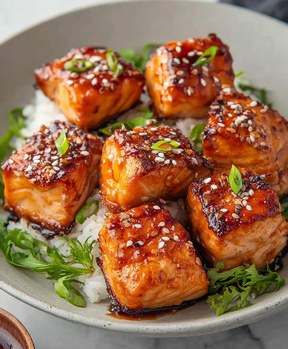 Quick Honey Garlic Salmon Bites Recipe