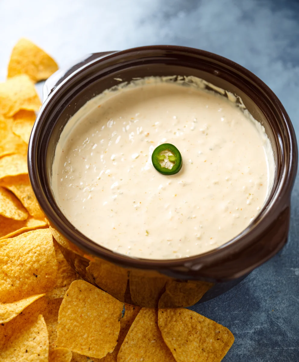 Easy Crockpot White Queso Dip Recipe