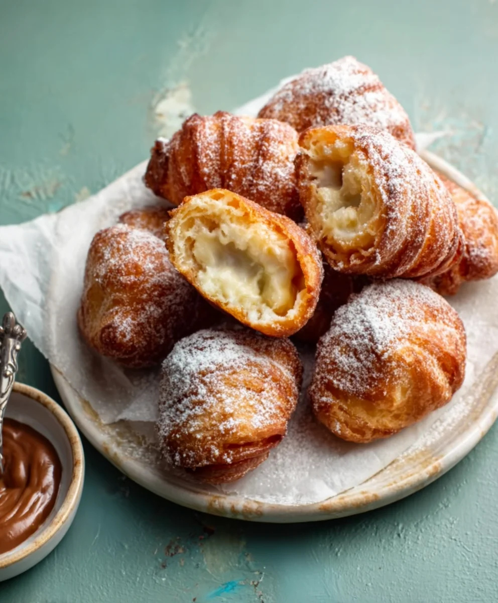 Crispy Fried Croissant Beignets- Easy Dessert Recipe