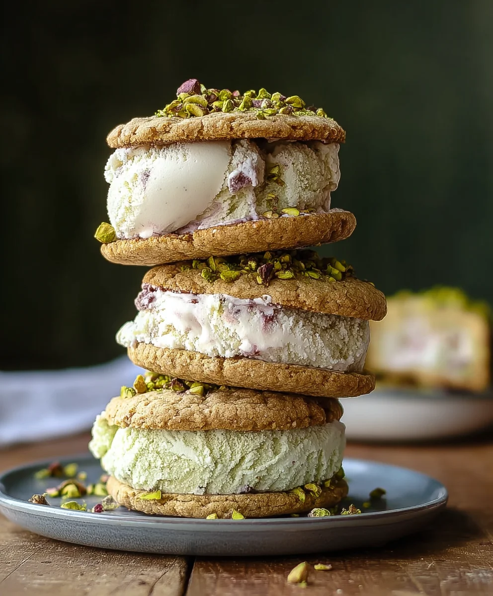 Pistachio Cookie Ice Cream Sandwiches-Easy Dessert