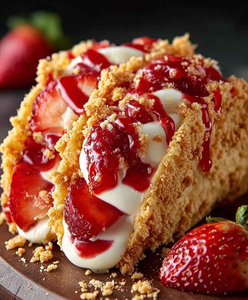 Strawberry Crunch Cheesecake Tacos-Easy Dessert Recipe