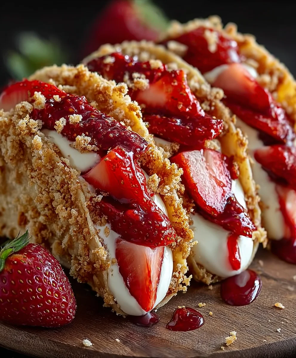 Strawberry Crunch Cheesecake Tacos-Easy Dessert Recipe
