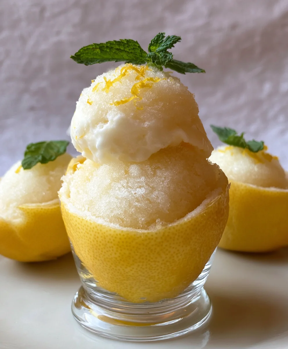 Frozen Lemon Shell Sorbetto- Easy Refreshing Dessert