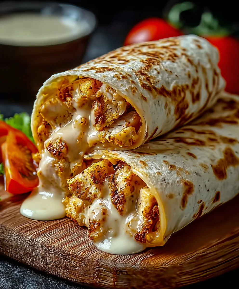 Cheesy Garlic Chicken Wraps Tasty Dinner Delight