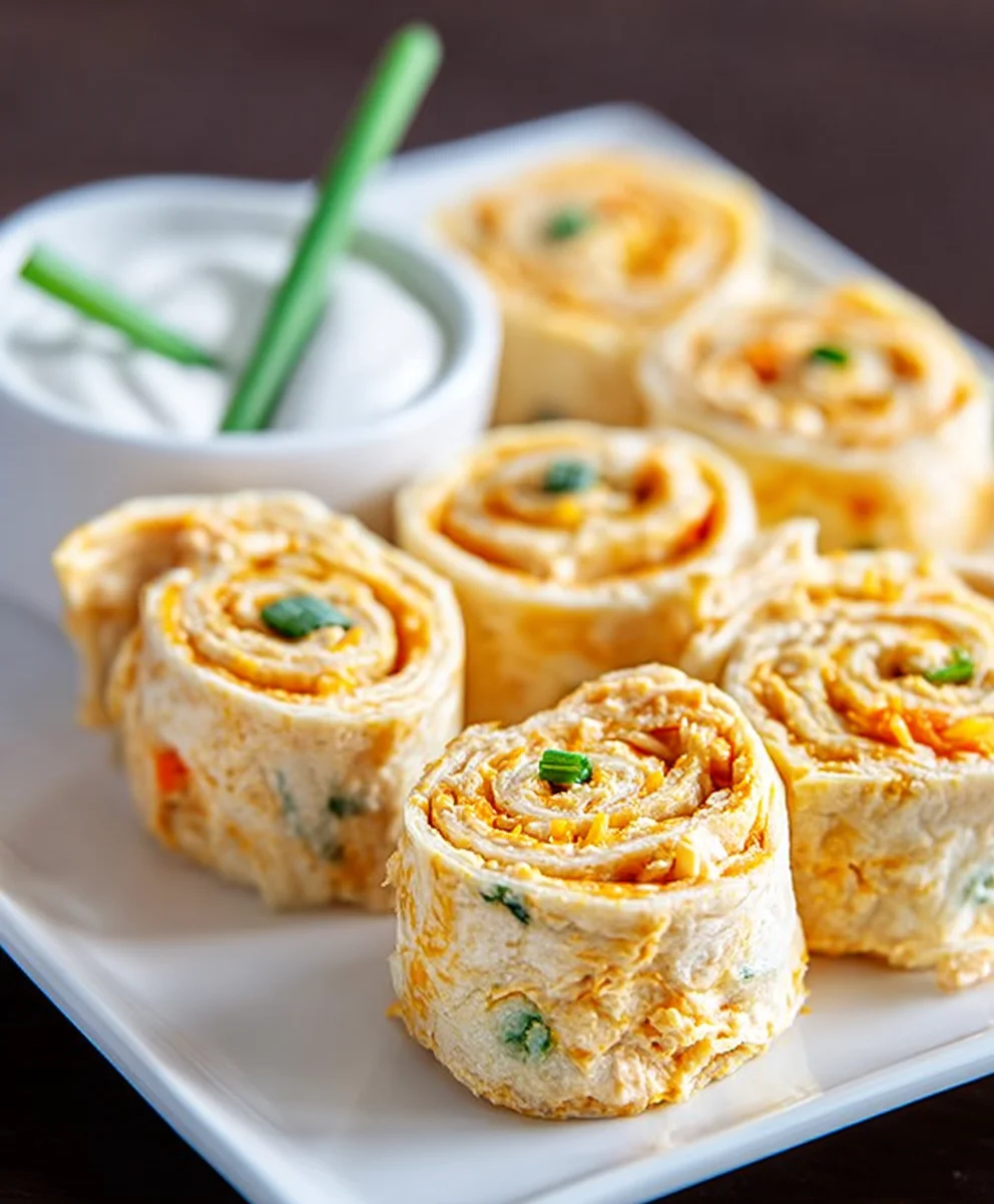 Spicy Buffalo Chicken Tortilla Pinwheels-Easy Appetizer