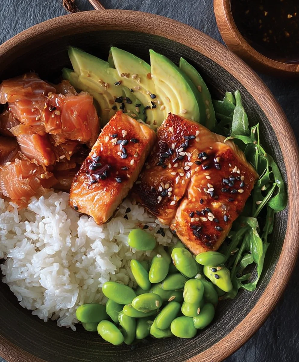 Easy Teriyaki Salmon Sushi Bowl-Gluten Free