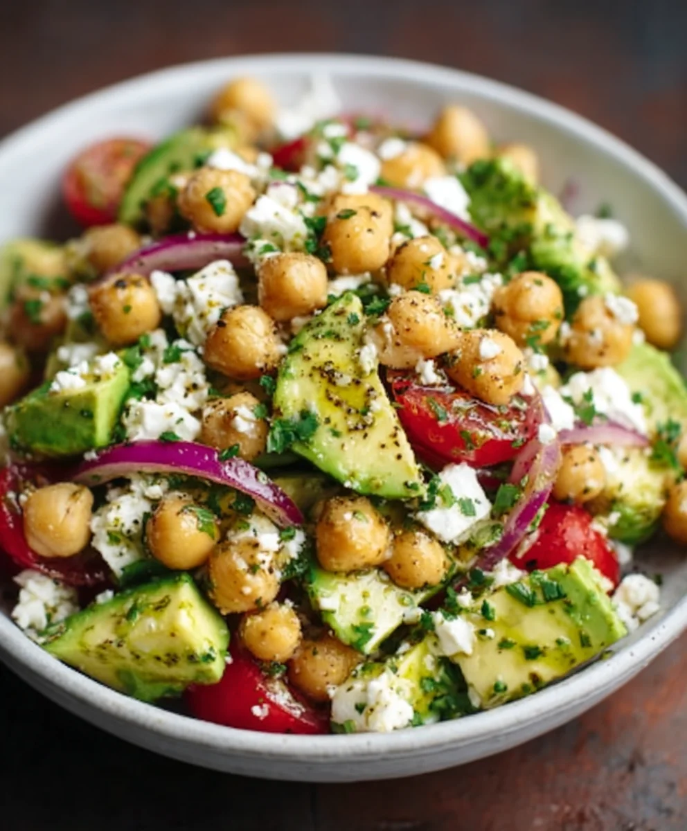 Chickpea Feta Avocado Salad - Easy & Fresh Recipe