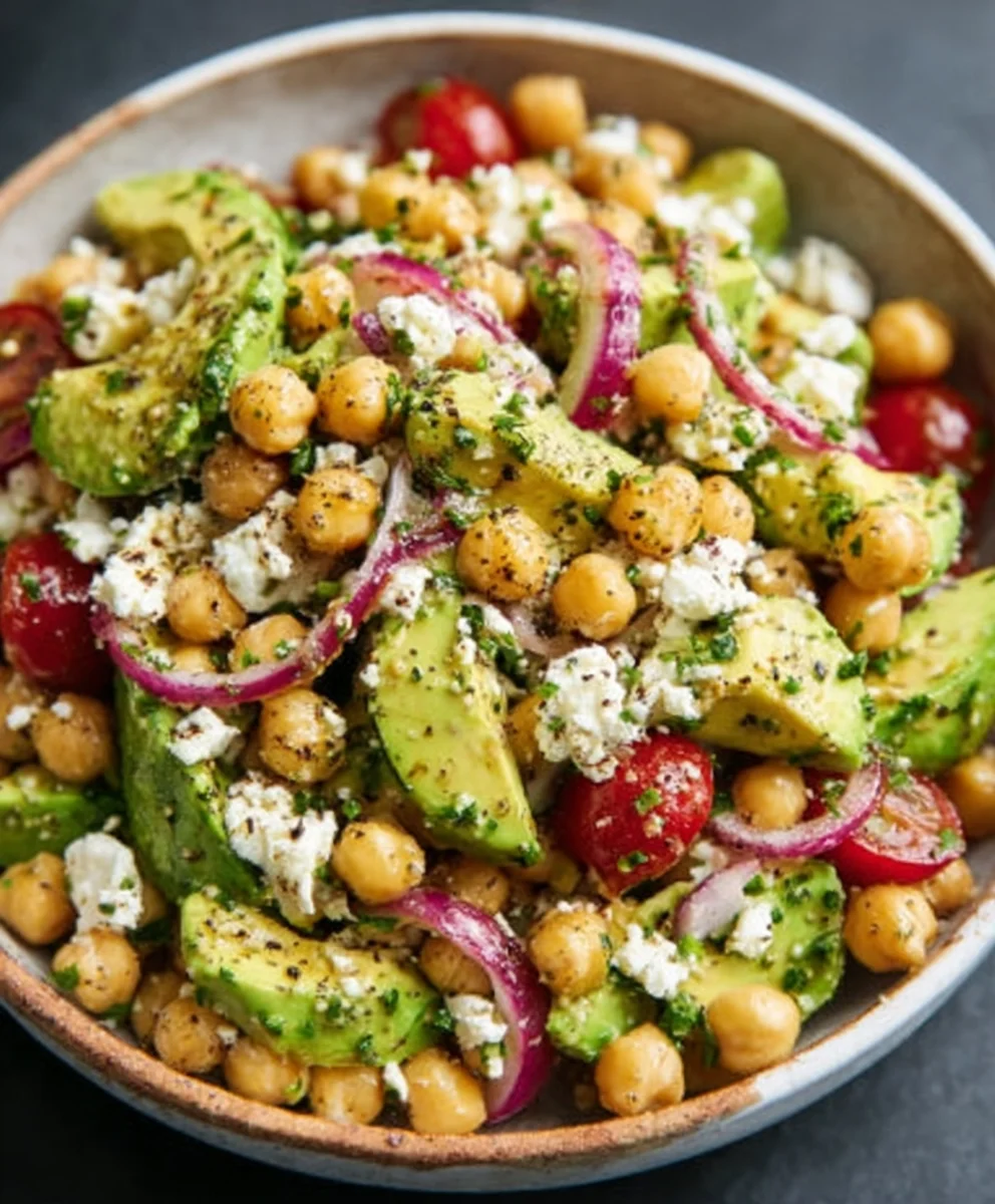 Chickpea Feta Avocado Salad - Easy & Fresh Recipe