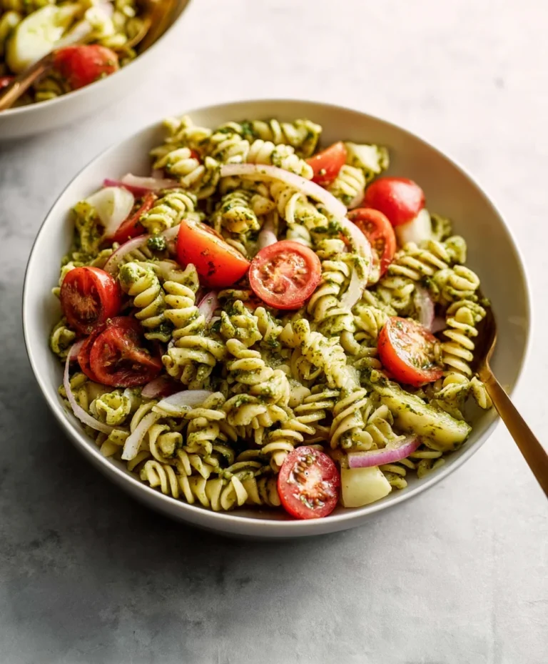 Fresh Pesto Pasta Salad- Quick & Easy Recipe