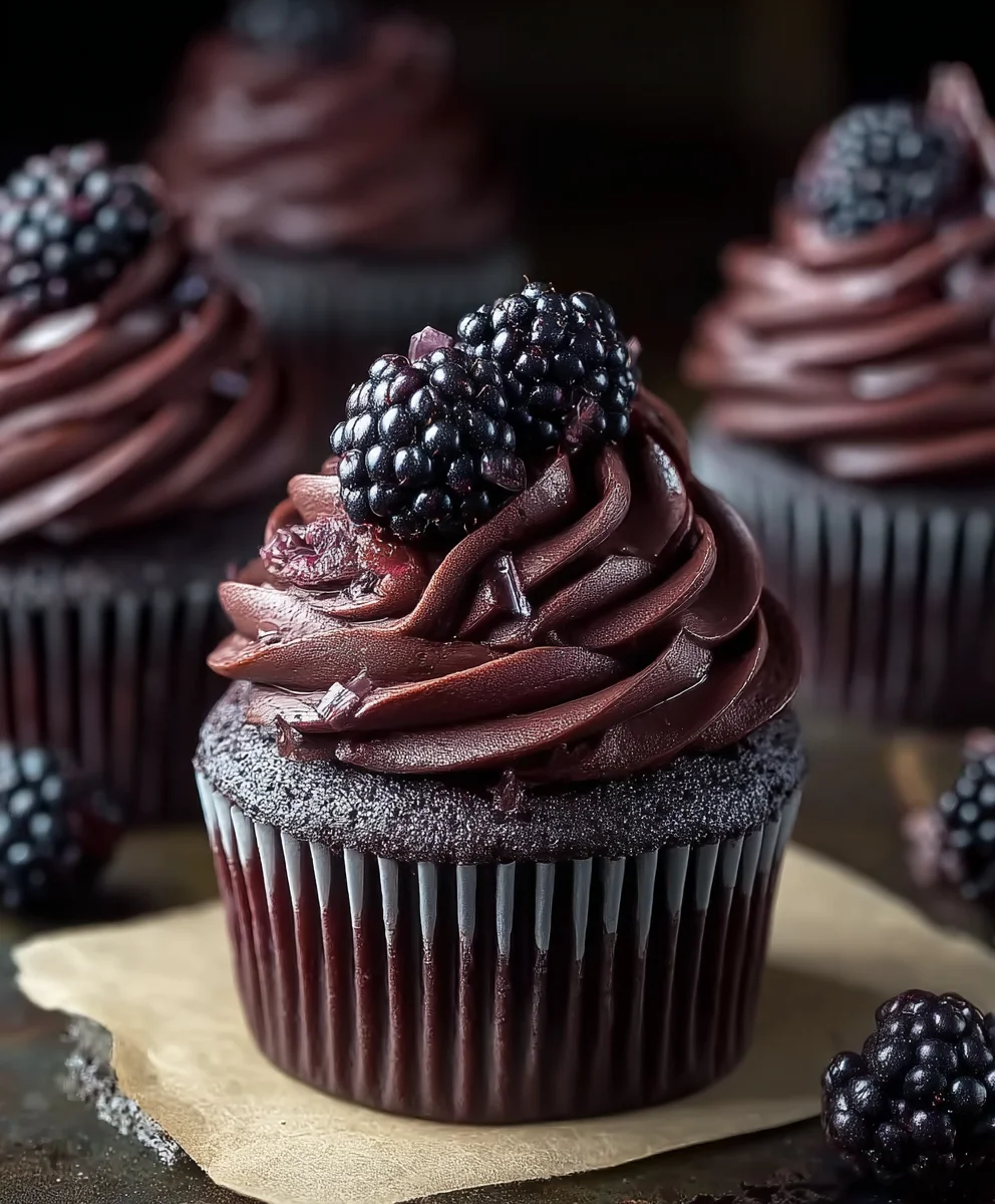 Dark Chocolate Blackberry Cupcakes - Rich & Decadent Dessert