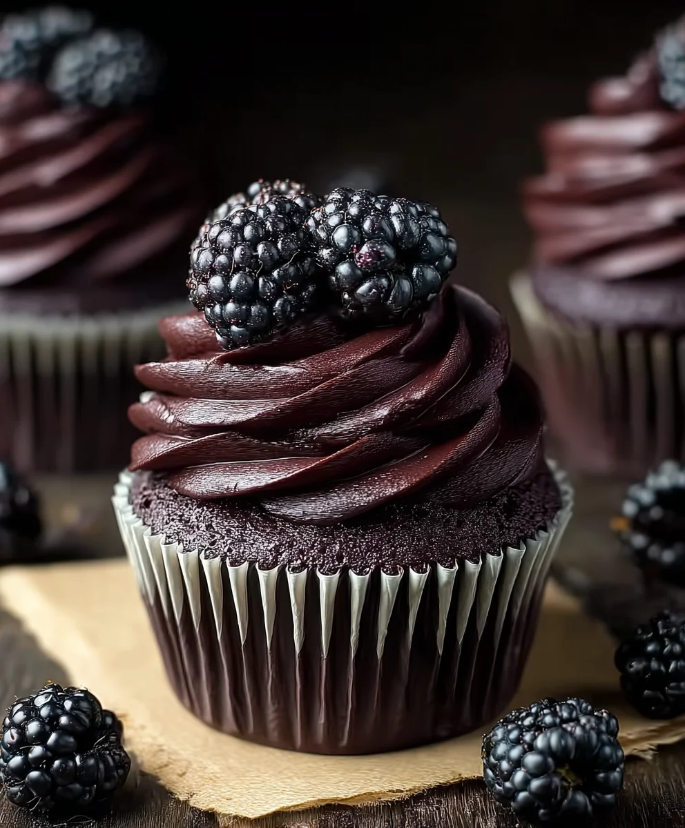 Dark Chocolate Blackberry Cupcakes - Rich & Decadent Dessert