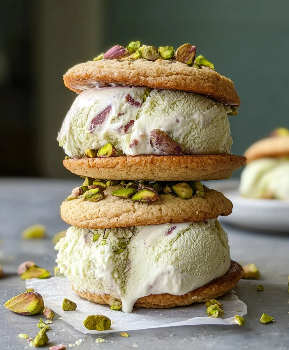 Pistachio Cookie Ice Cream Sandwiches-Easy Dessert