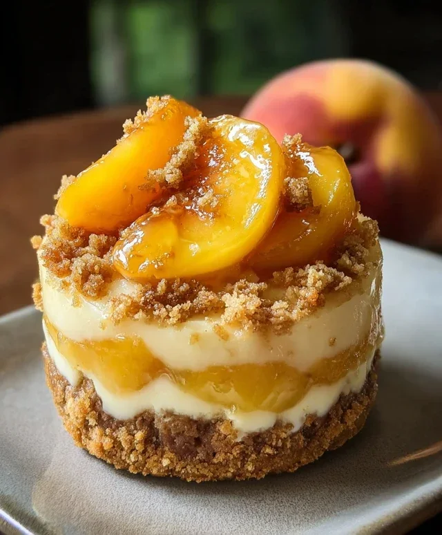 Stuffed Peach Cobbler Mini Cheesecake