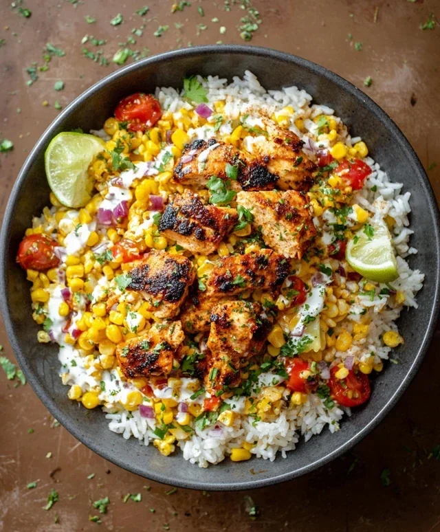 Street Corn Chicken Rice Bowl