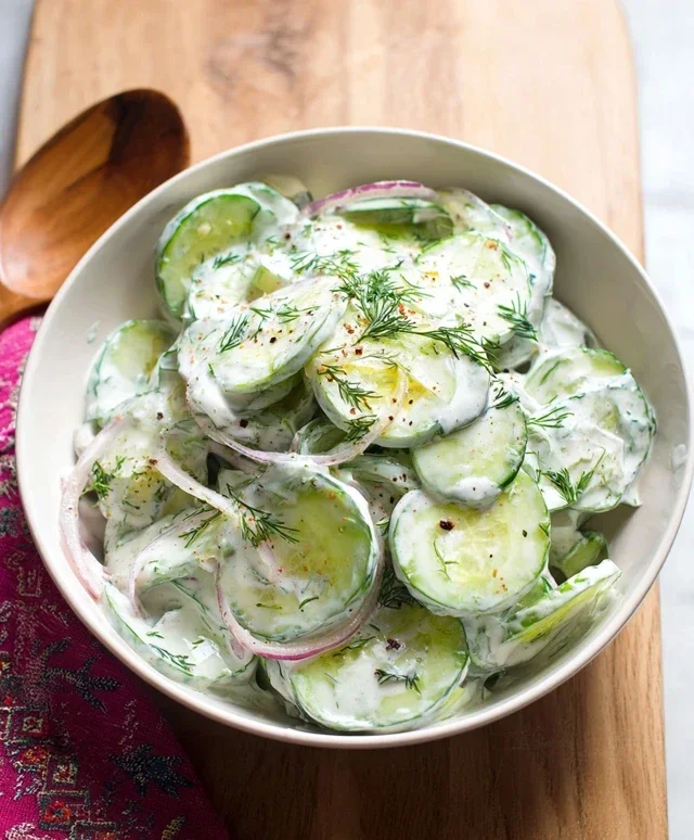 Creamy Cucumber Salad With Greek Yogurt Dressing