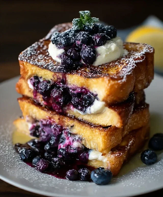 Blueberry Cream Cheese Stuffed French Toast