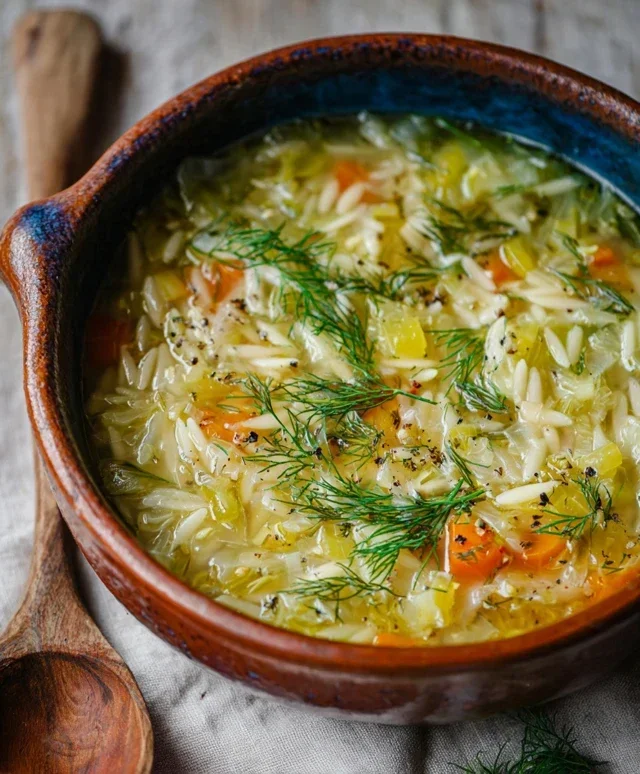Orzo Leek and Dill Soup