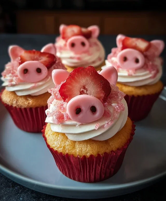 Strawberry Piggy Cupcakes
