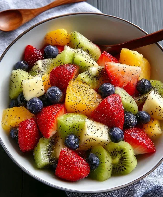 Fruit Salad with Honey-Lime Poppy Seed Dressing