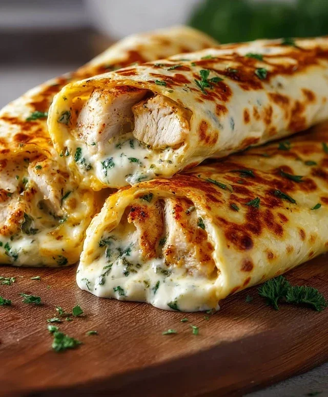 Low Carb Cheesy Garlic Chicken Wraps