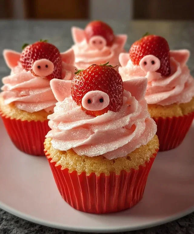 Strawberry Piggy Cupcakes