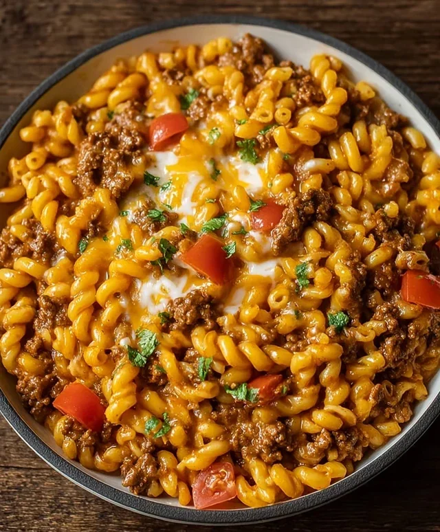 Cheesy Beef Taco Pasta