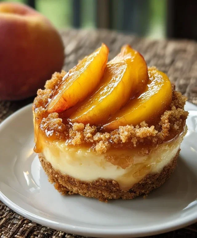 Stuffed Peach Cobbler Mini Cheesecake