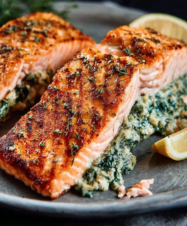 Stuffed Salmon With Spinach & Feta (30 minutes!)