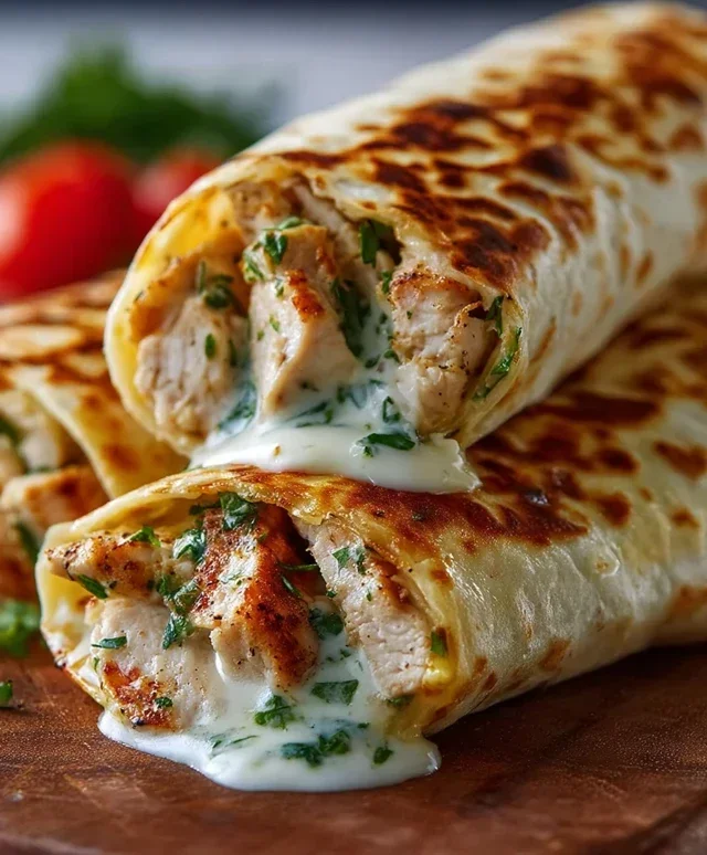 Low Carb Cheesy Garlic Chicken Wraps