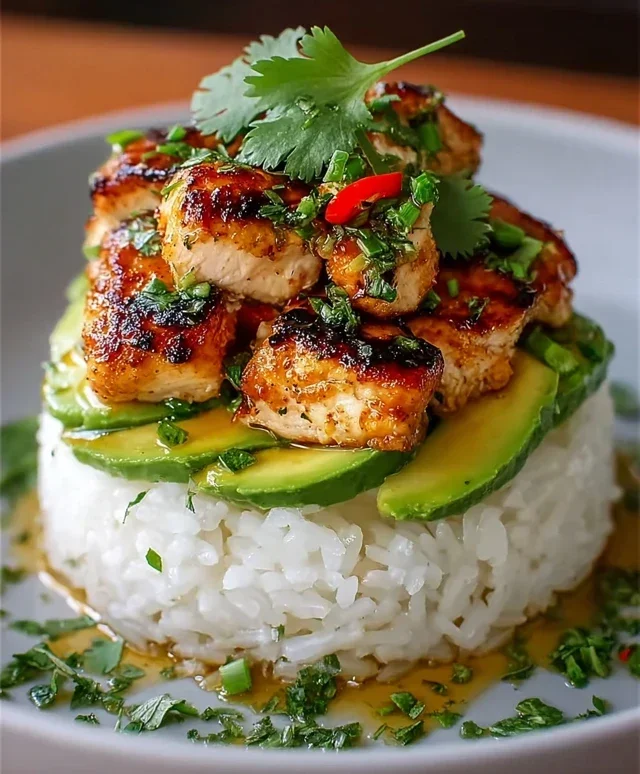 Delicious Honey Lime Chicken & Avocado Rice Stack Recipe