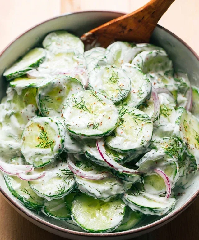 Creamy Cucumber Salad With Greek Yogurt Dressing