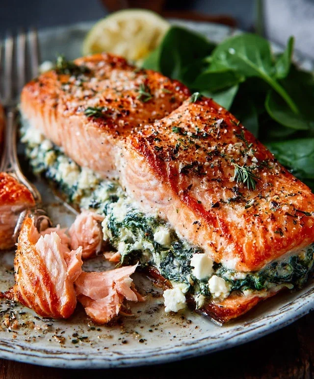 Stuffed Salmon With Spinach & Feta (30 minutes!)