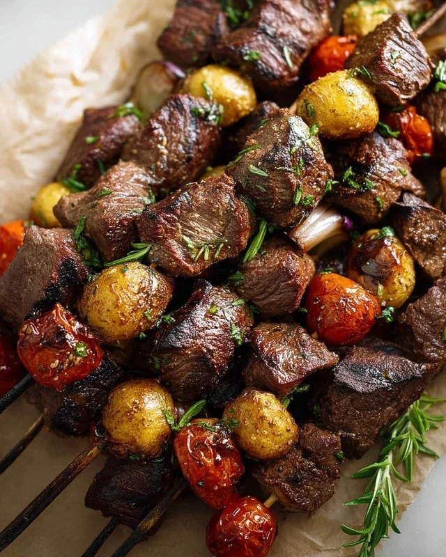 Rosemary Garlic Steak Kebabs
