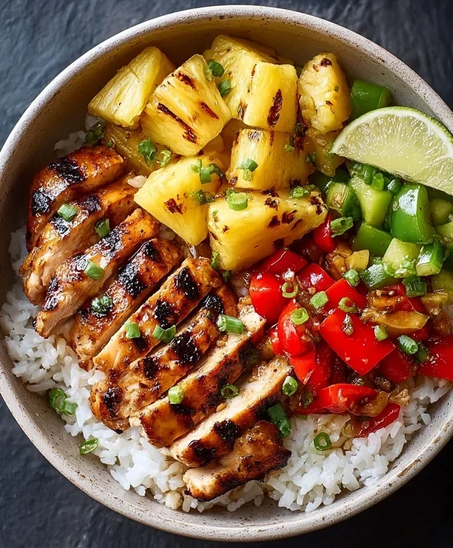 Grilled Chicken and Pineapple Bowls with Coconut Rice