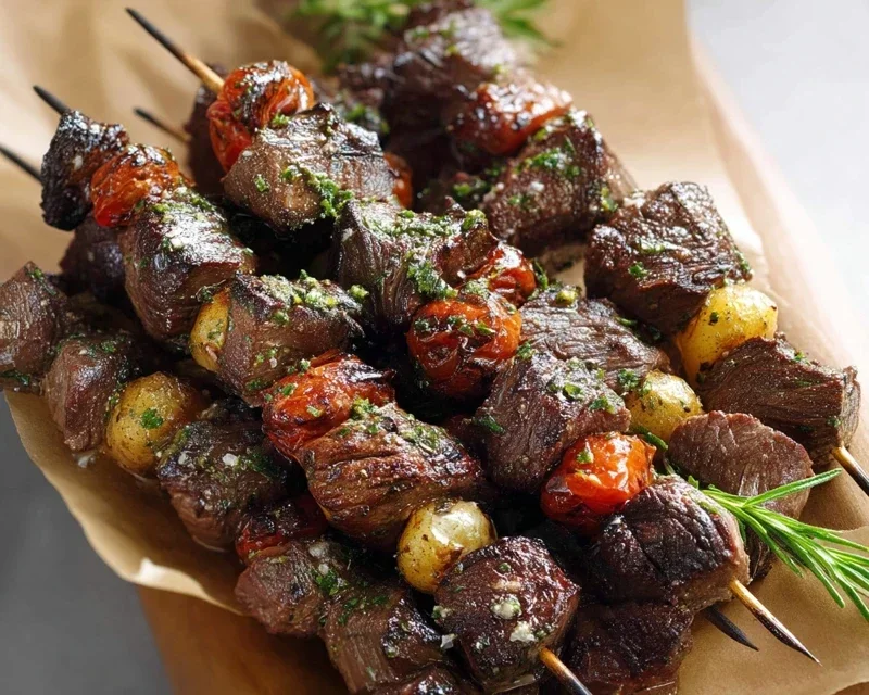 Rosemary Garlic Steak Kebabs