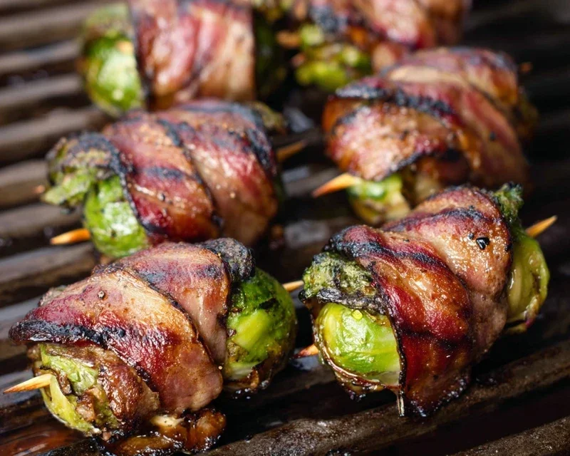 Grilled Beef Beef Bacon Wrapped Brussels Sprouts