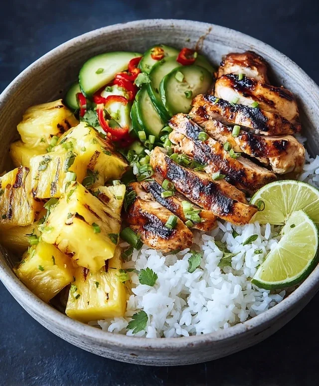 Grilled Chicken and Pineapple Bowls with Coconut Rice