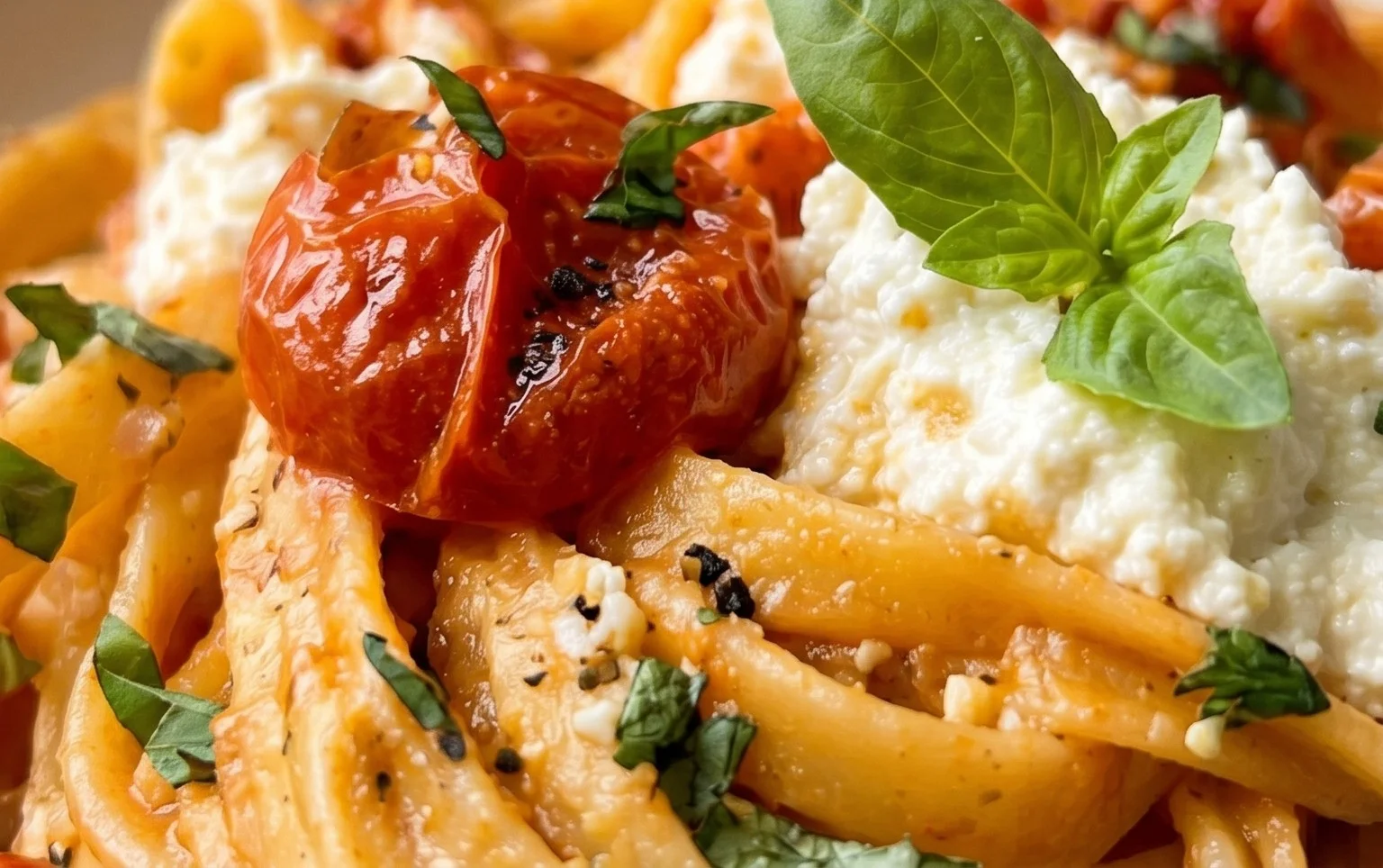 Roasted Tomato and Garlic Ricotta Pasta