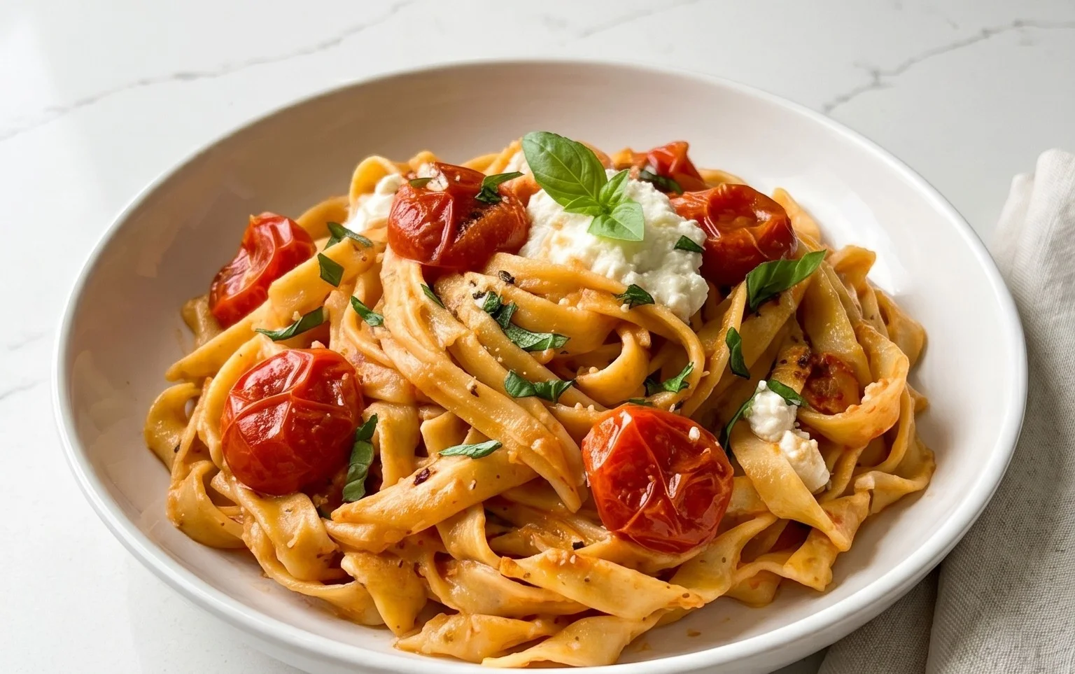 Roasted Tomato and Garlic Ricotta Pasta