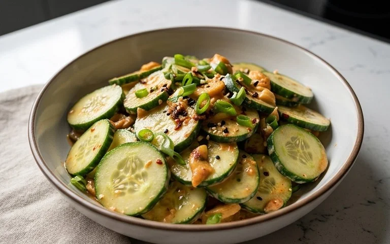Creamy Asian Cucumber Salad Bowl